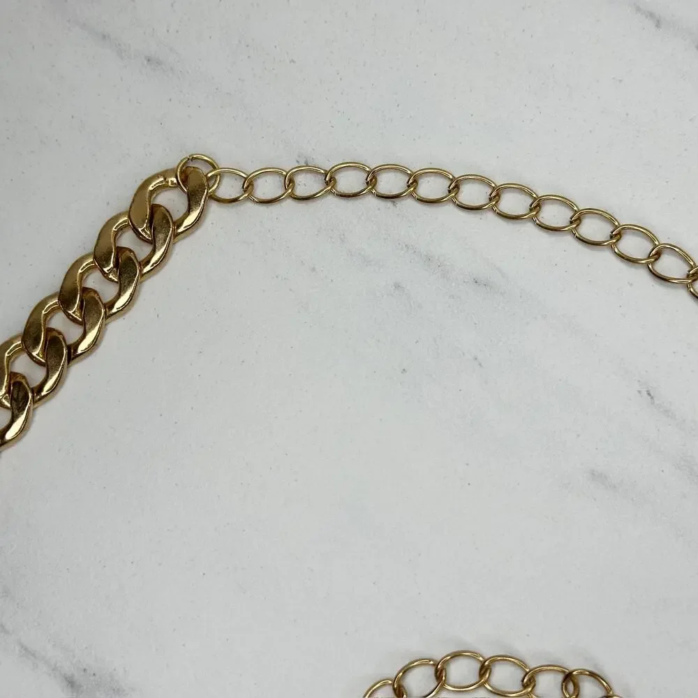 Draped Gold Curb Chain Belt Multi Strand OS ✨